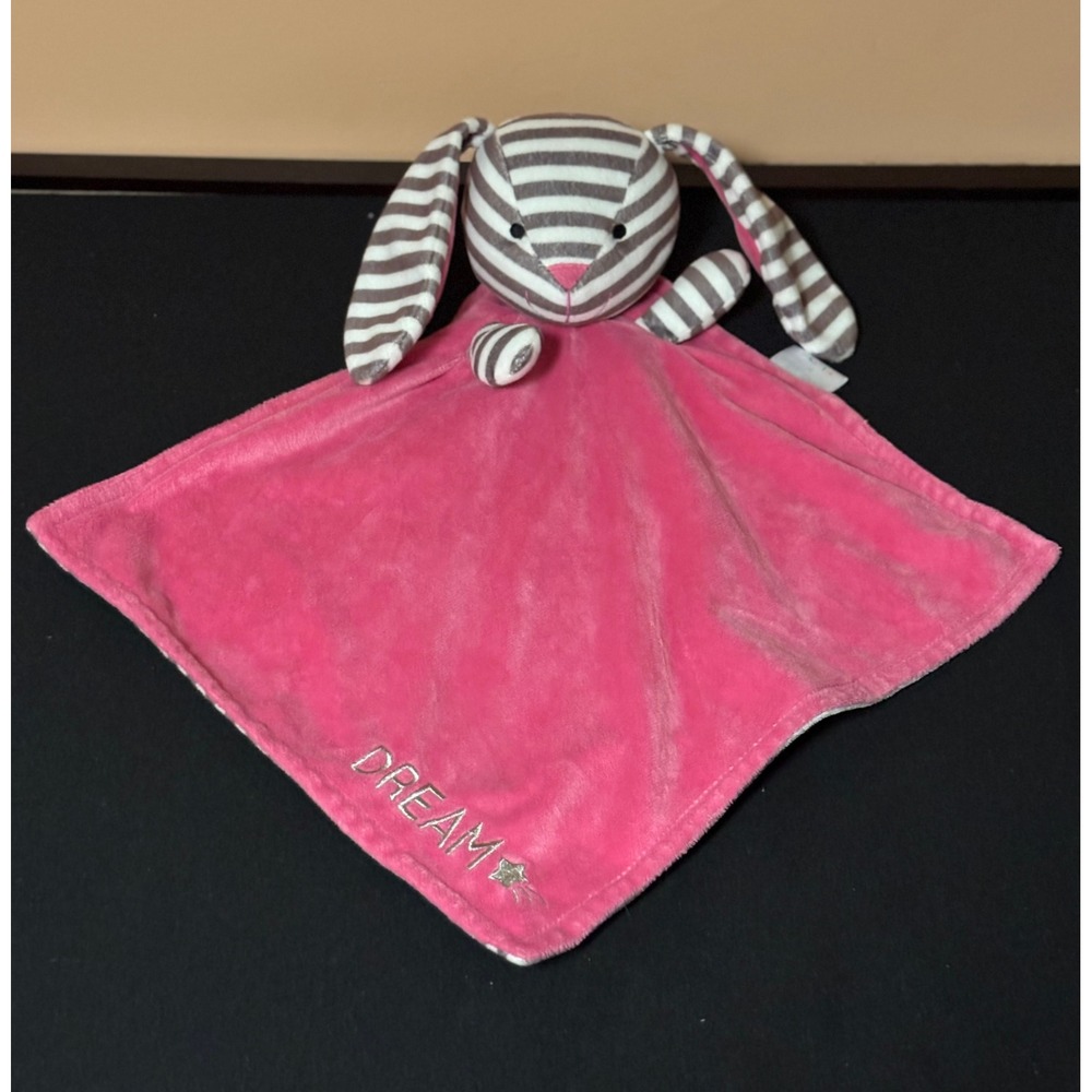 Bella Tunno Poetic Plush Pink Bunny Lovey Security Blanket Dream Stripe KT0314